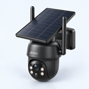 Caméra solaire ANRAN noire, vue plongeante du panneau solaire