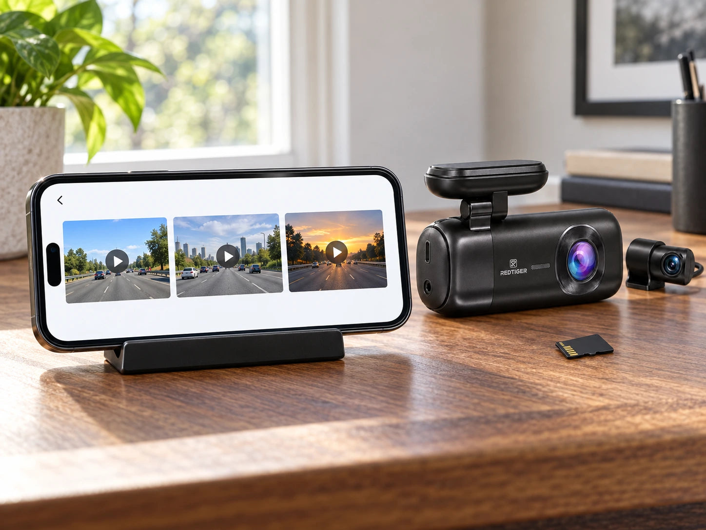 Dashcam F9 installée dans une voiture